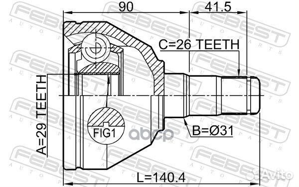 Шрус внутренний левый 29X31X26 подходит для VOL