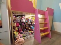 Детская кровать розовая с матрасом