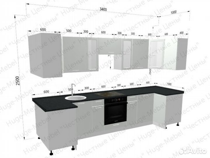 П-образная кухня 