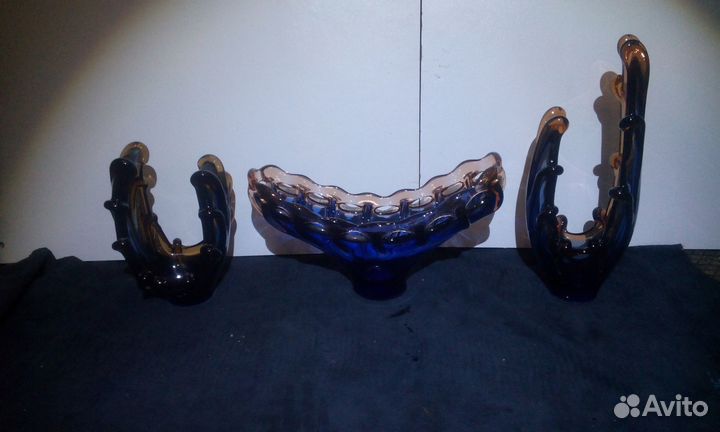 Вазы Богемское цветное стекло Чехословакия 70е