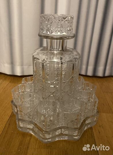 Штоф хрустальный и стопки Чехия