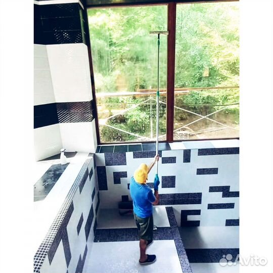 Профессиональная мойка окон роботом, штангой