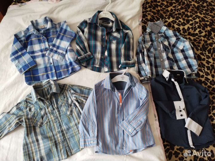 6 рубашек для мальчиков от 1 до 2 лет