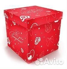 Коробка для шаров 60 см. С др красная