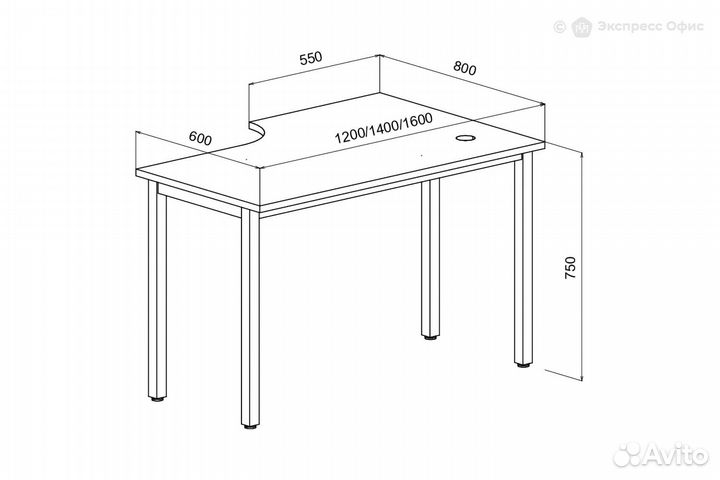 Стол письменный на металлокаркасе левый Стиль 2М.142