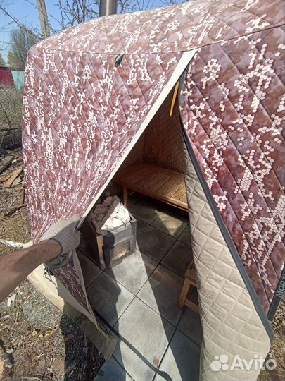 Мобильная баня-палатка с печью