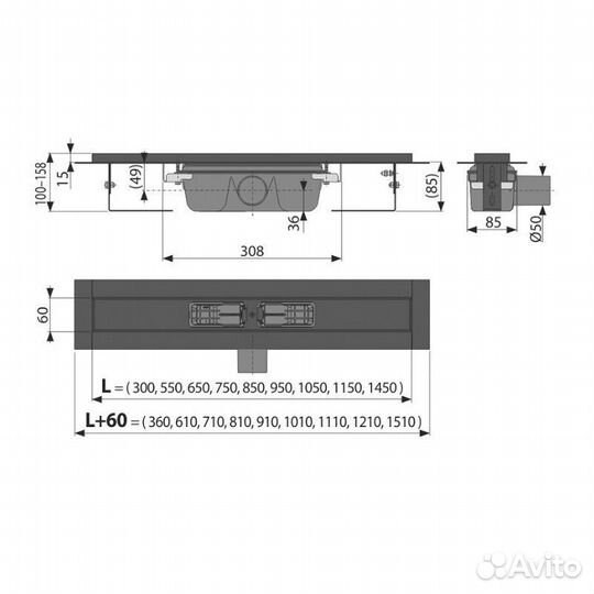 Душевой лоток Alcadrain черный матовый (APZ1black