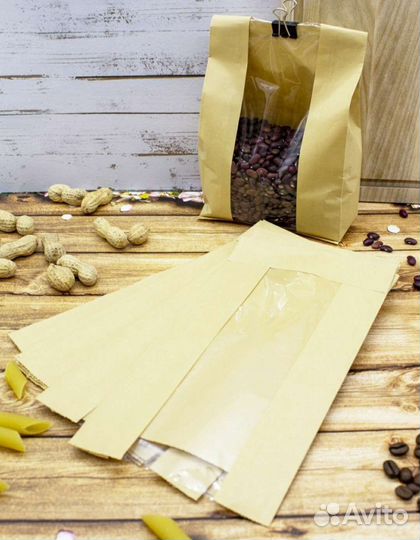 Крафт пакеты с окошком