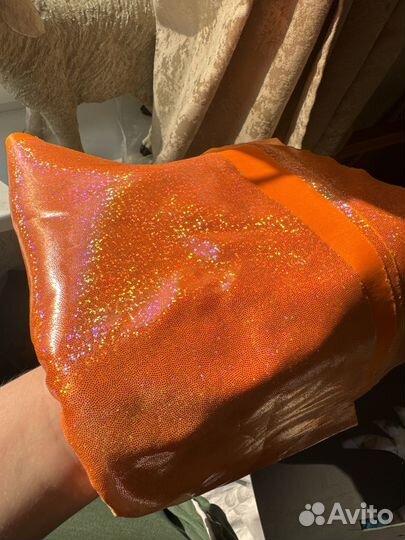 Ткань оранжевая радужная переливающаяся