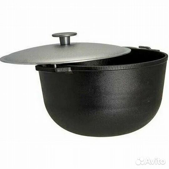 Казан чугунный 15 л, крышка, ручка для переноски