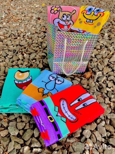 Носки в стиле мультика спанч боб