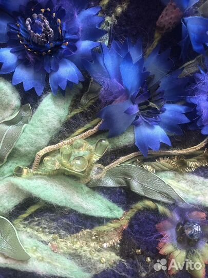 Красивая валяная сумка васильки