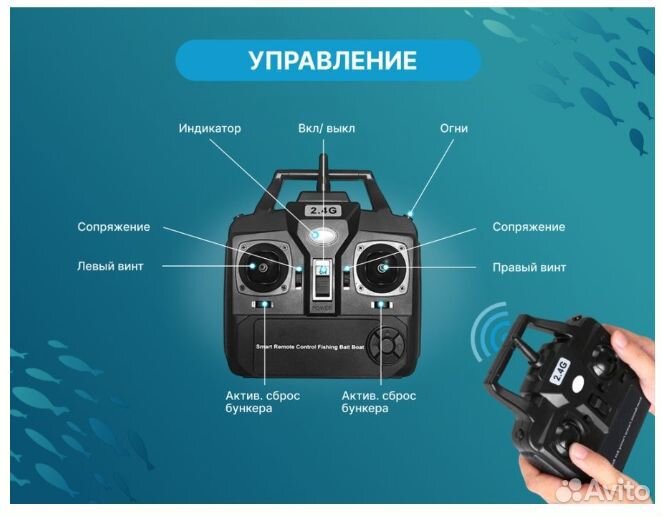 Прикормочный кораблик D12С