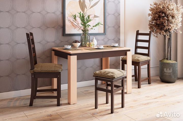 Стол обеденный раздвижной Гермес 2 (дуб млечный/венге)