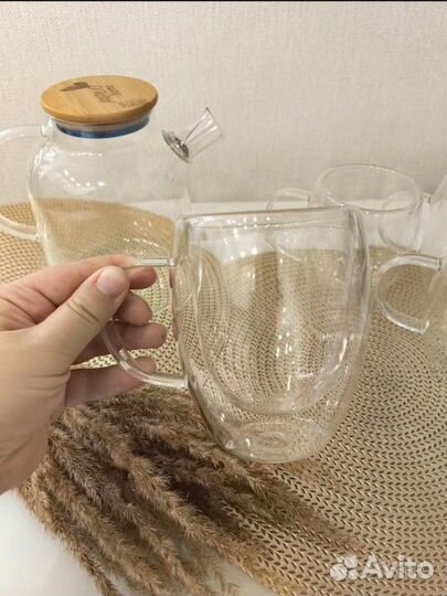 Подарочный набор чайник заварочный и кружки