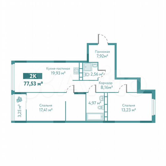 2-к. квартира, 77,5 м², 8/10 эт.