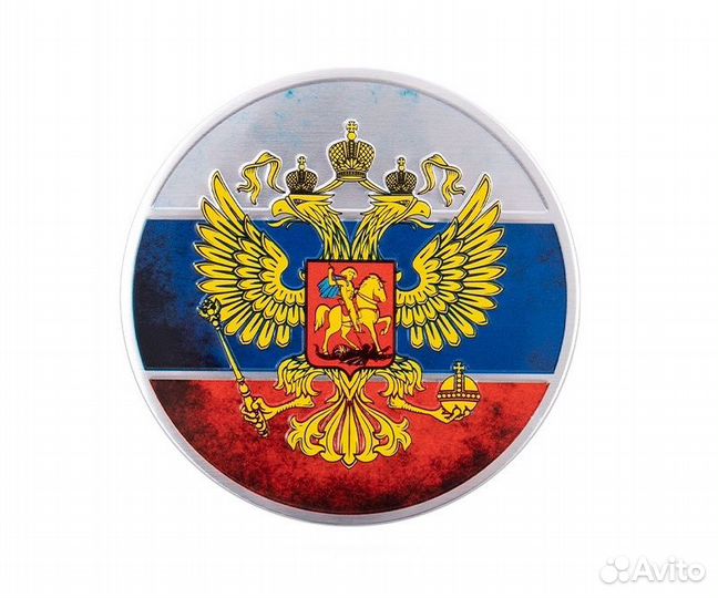 Металлическая наклейка на авто герб России шильдик