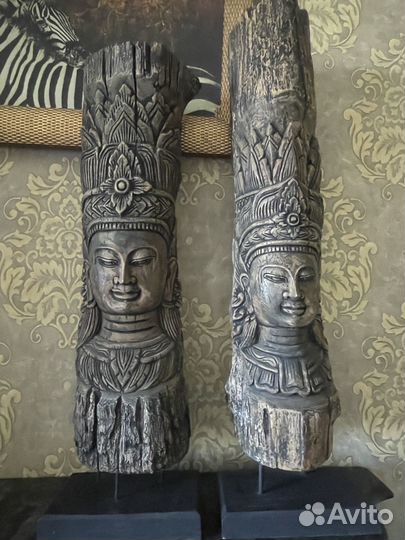 Резные декоративные статуи из тикового дерева