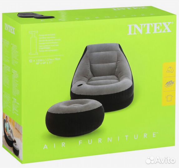 Надувное кресло с пуфиком 137х102х79см/64х28см
