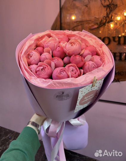 Кустовые пионовидные розы (букеты, цветы)