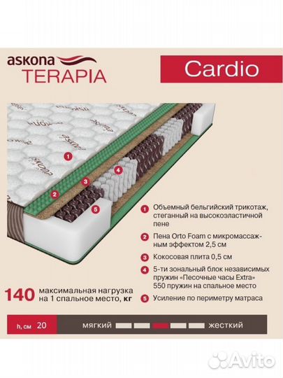 Матрас askona Terapia New Cardio 140x200