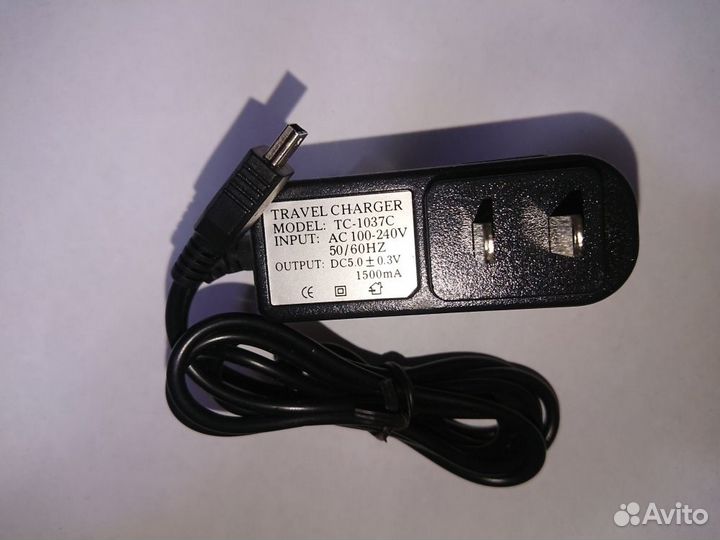 Сетевая зарядка Mini USB 5В 1.5А (5V 1.5A) 1500мА