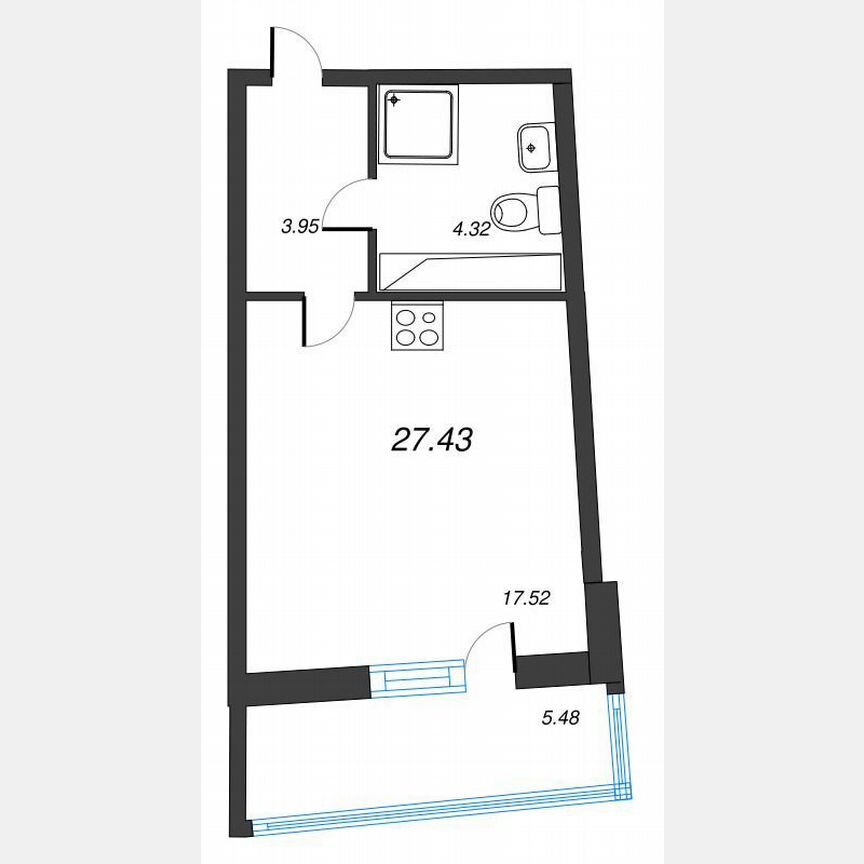 Квартира-студия, 31,3 м², 17/22 эт.