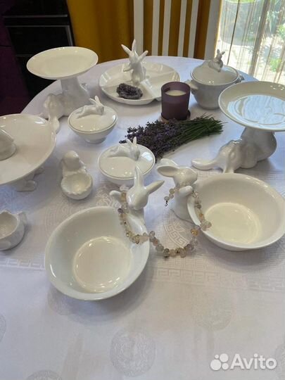 Посуда фарфоровая зайчики воришки