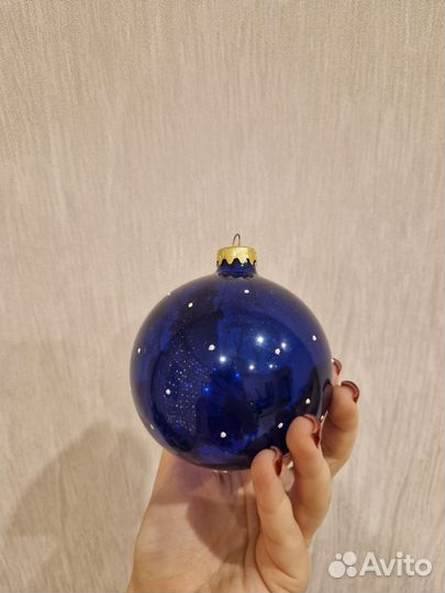Елочный шар стеклянный ручной работы