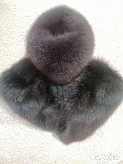 Шапка из меха песца и воротник