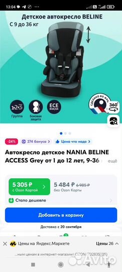 Автокресло детское