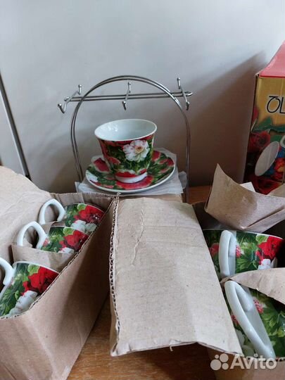 Чайный набор 12 предметов на металлическом стенде