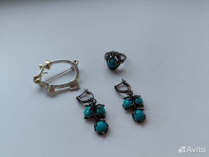 Серьги, Брошь