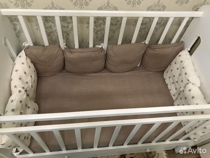 Детская кроватка маятник поперечный с ящиком