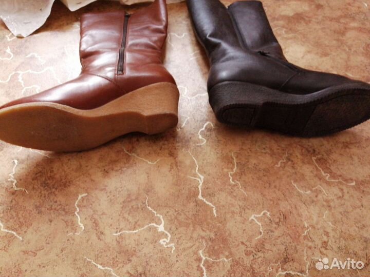 Сапоги женские зимние без пары кожаные, шерстяные