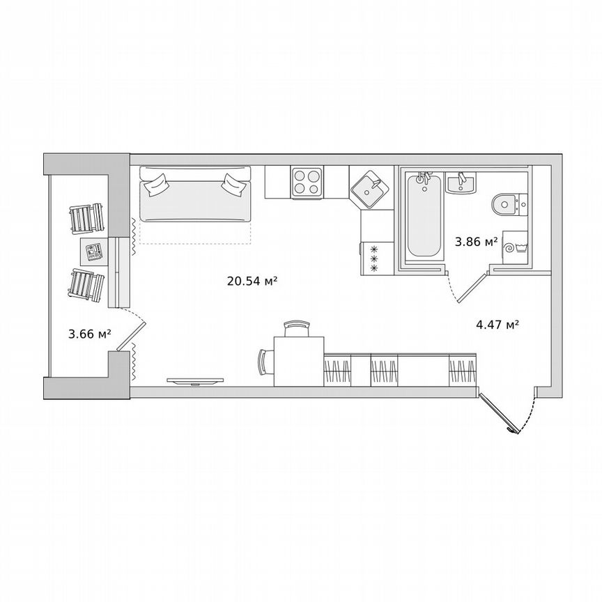 Квартира-студия, 29,1 м², 12/21 эт.