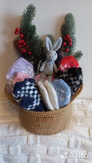 Варежки вязаные ручной работы