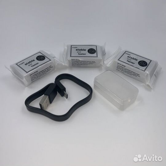 USB Cable - microUSB 20см плоский черный + бокс