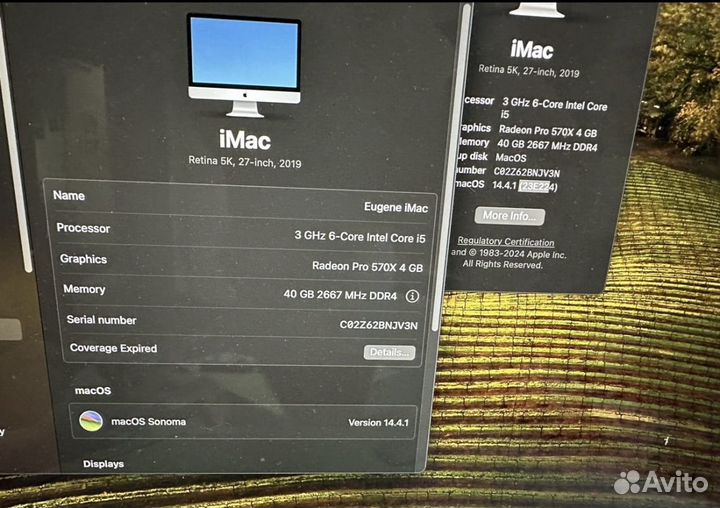 iMac 27 retina 5k 2019 40gb ddr 500gb m2 моноблок