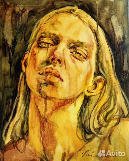 Картина маслом портрет девушки чувства авторская