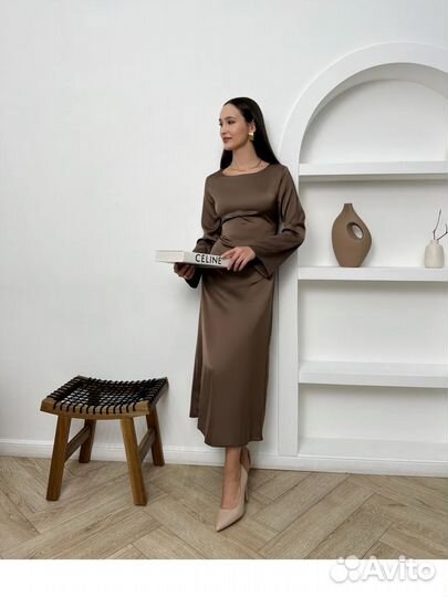 Шелковое платье длинное