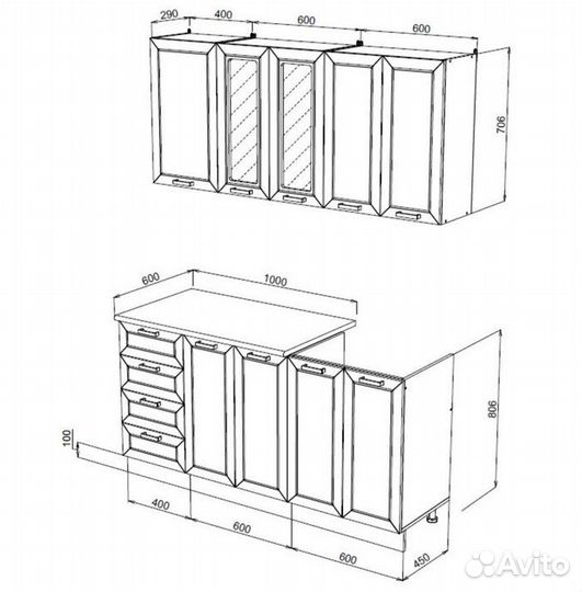 Кухня Агава Белая/Трюфель 1,6м