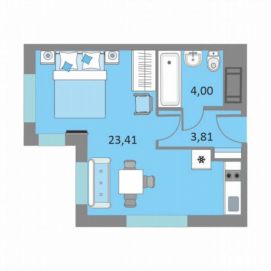 1-к. апартаменты, 30,9 м², 13/13 эт.