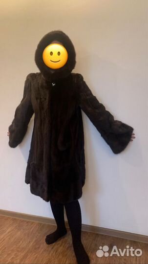 Шуба из норки с капюшоном