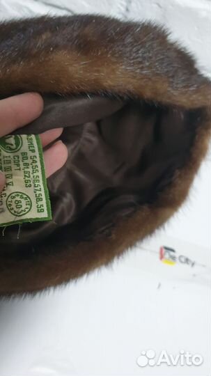Шапка норковая женская коричневая 56-57 размер