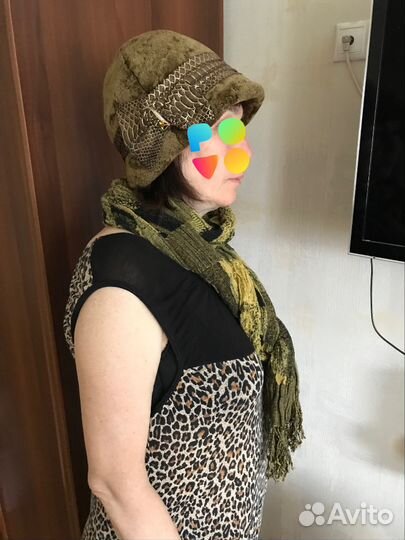 Шапка из овчины р56 и шарфик