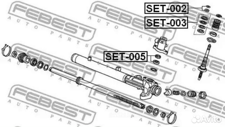 Febest SET-005 Сальник рулевой рейки (ремкомплект)