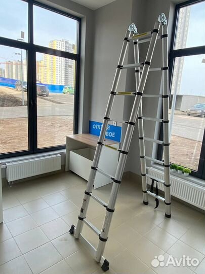 Аренда телескопической лестницы Алюмет 2х8