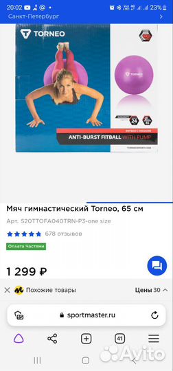 Мяч фитбол 65 torneo