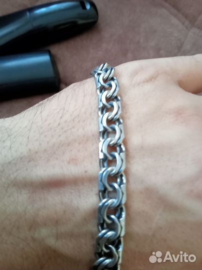 Мужская серебряная цепь бисмарк